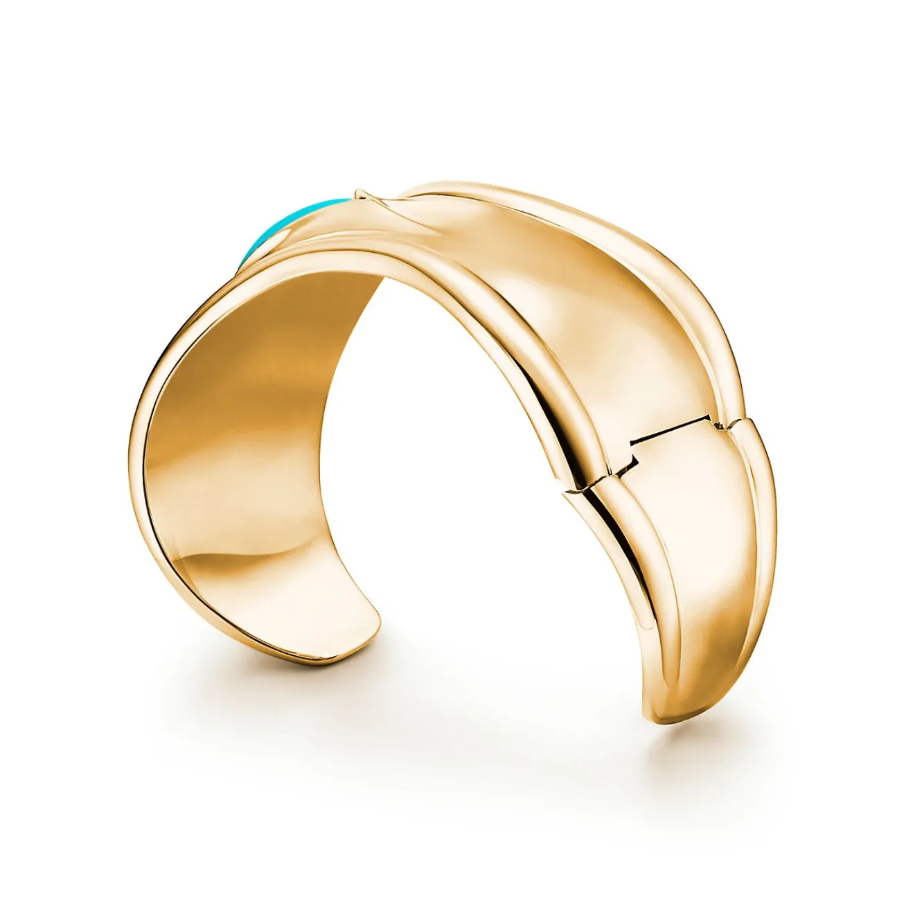 Tiffany & Co. Elsa Peretti® Small Bone Cuff in Yellow Gold with Turquoise, 43 mm Wide | ^ Bracelets|Gold Jewelry