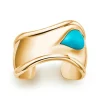 Tiffany & Co. Elsa Peretti® Small Bone Cuff in Yellow Gold with Turquoise, 43 mm Wide | ^ Bracelets|Gold Jewelry