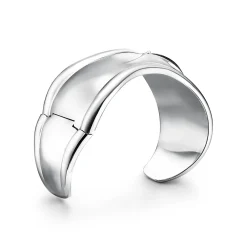 Tiffany & Co. Elsa Peretti® Small Bone Cuff in Silver with Tiger Iron, 43 mm Wide | ^ Bracelets|Sterling Silver Jewelry