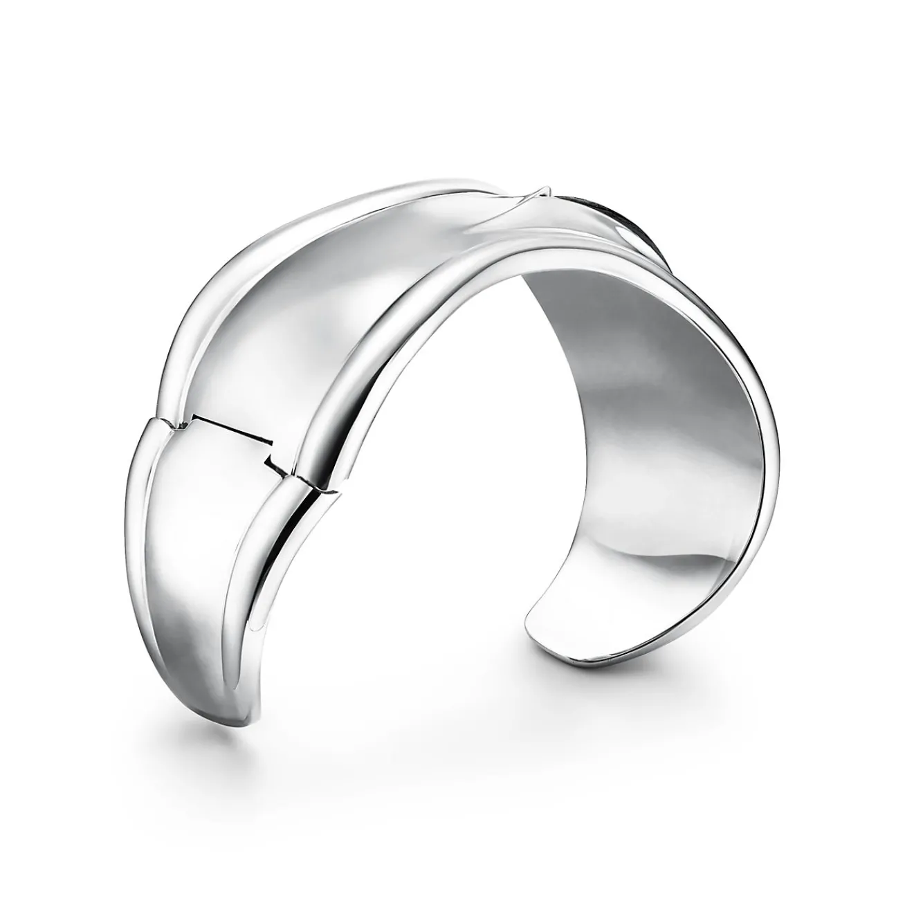 Tiffany & Co. Elsa Peretti® Small Bone Cuff in Silver with Tiger Iron, 43 mm Wide | ^ Bracelets|Sterling Silver Jewelry