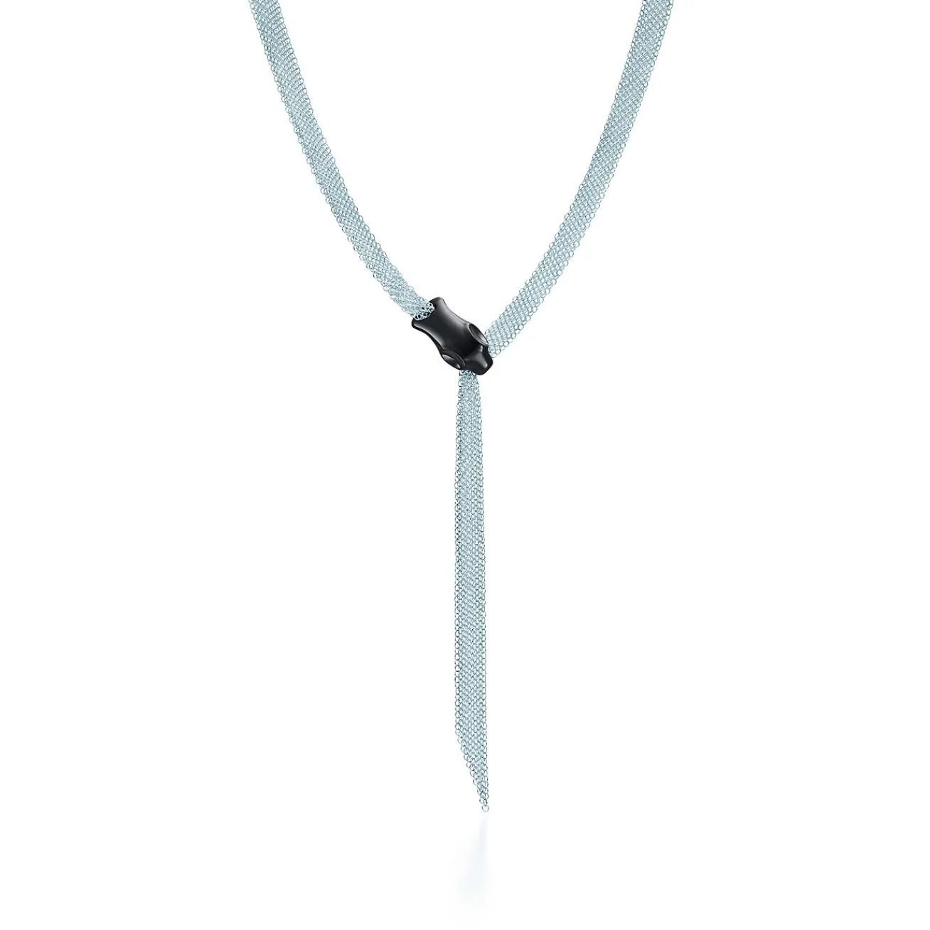 Tiffany & Co. Elsa Peretti® Snake necklace in sterling silver mesh with black jade. | ^ Necklaces & Pendants|Sterling Silver Jewelry