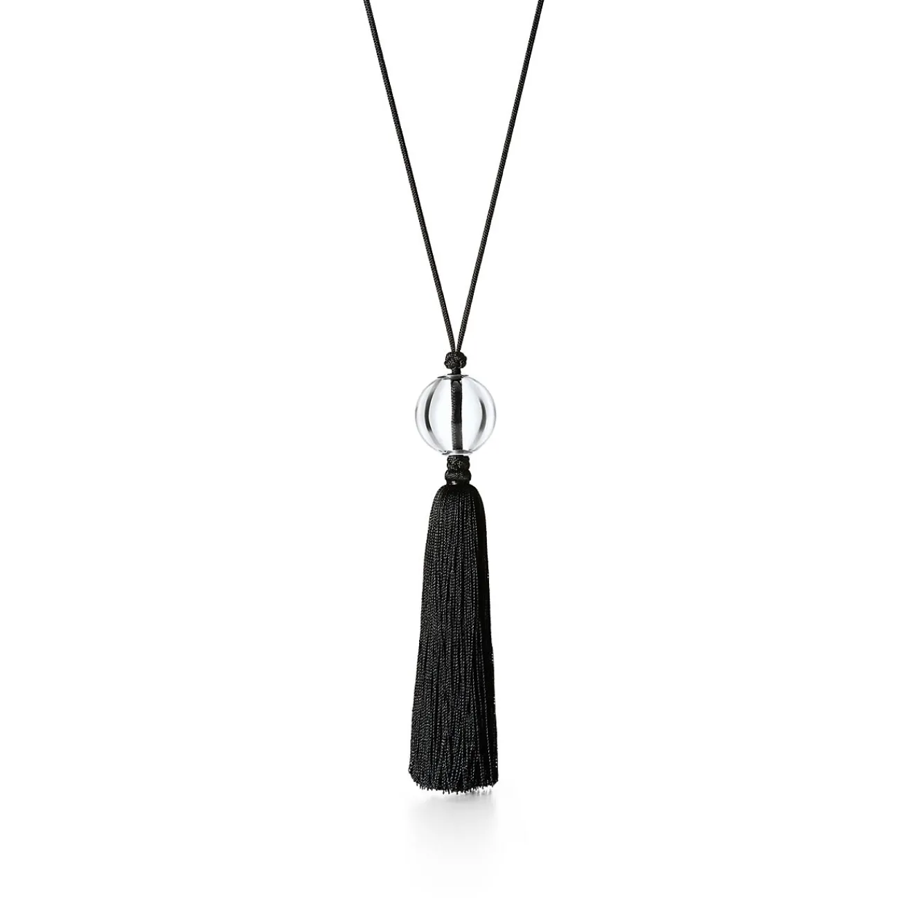 Tiffany & Co. Elsa Peretti® Sphere necklace in rock crystal on a black silk cord with tassel. | ^ Necklaces & Pendants|Elsa Peretti®