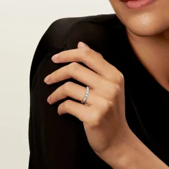 Tiffany & Co. Elsa Peretti® stacking band ring in platinum with eight diamonds. | ^Women Rings|Platinum Jewelry