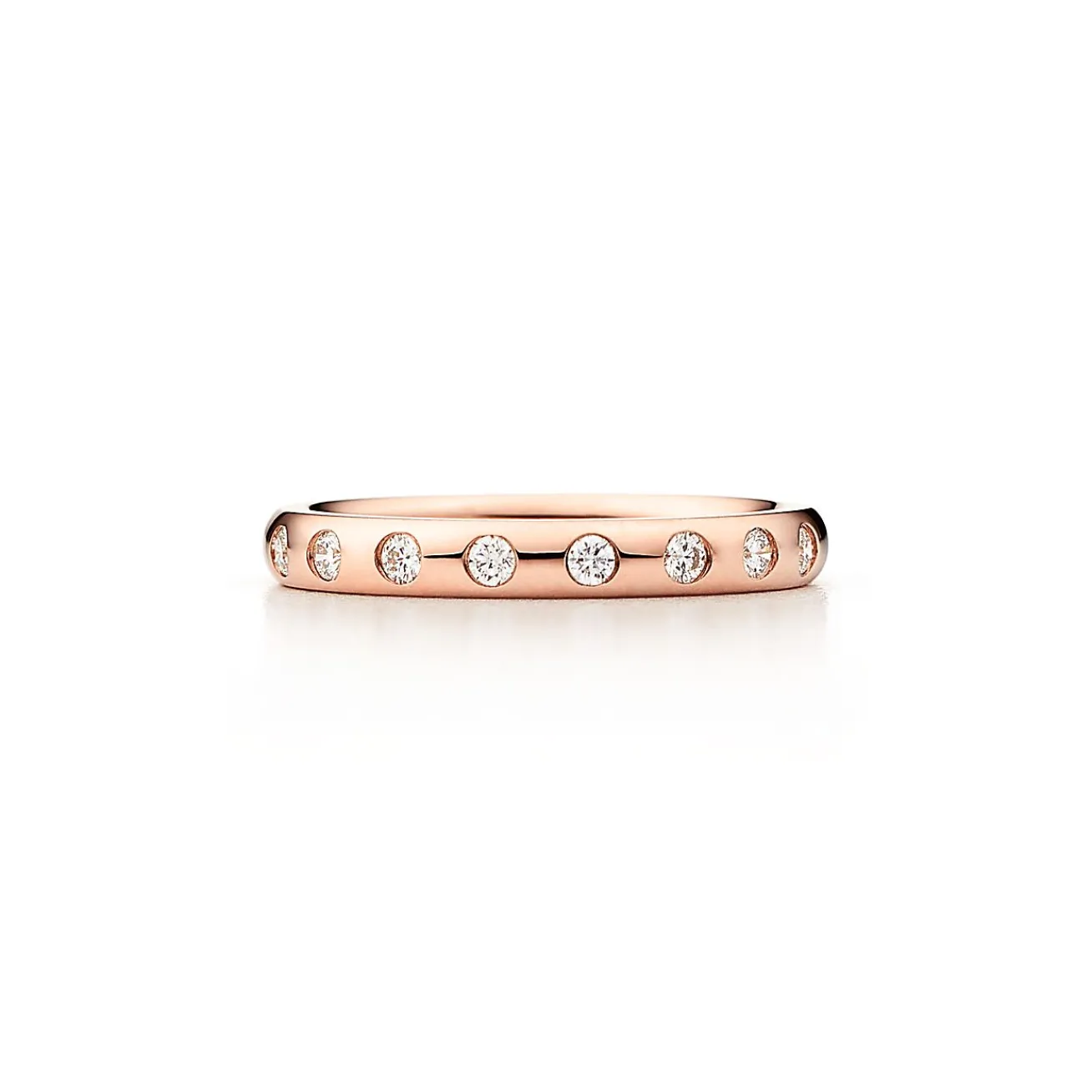 Tiffany & Co. Elsa Peretti® stacking band ring in 18k rose gold with eight diamonds. | ^Women Rings|Stacking Rings