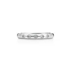 Tiffany & Co. Elsa Peretti® stacking band ring in platinum with diamonds. | ^Women Rings|Stacking Rings