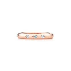 Tiffany & Co. Elsa Peretti® stacking band ring in 18k rose gold with diamonds. | ^Women Rings|Stacking Rings