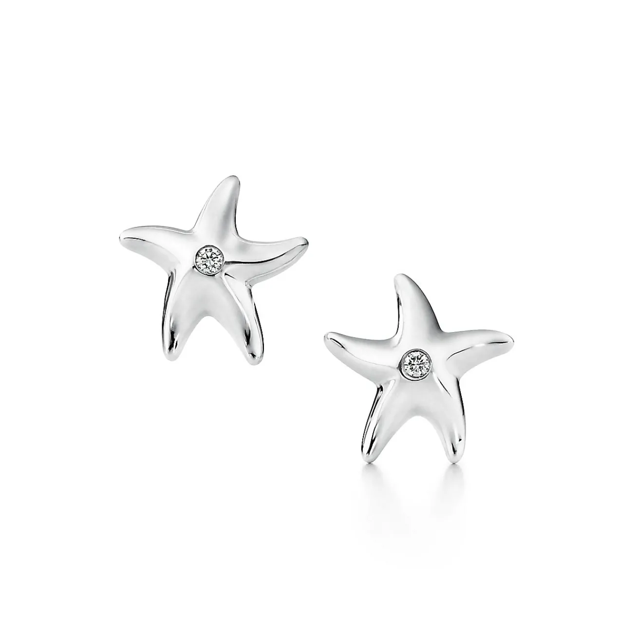 Tiffany & Co. Elsa Peretti® Starfish earrings with diamonds in sterling silver. | ^ Earrings|Sterling Silver Jewelry