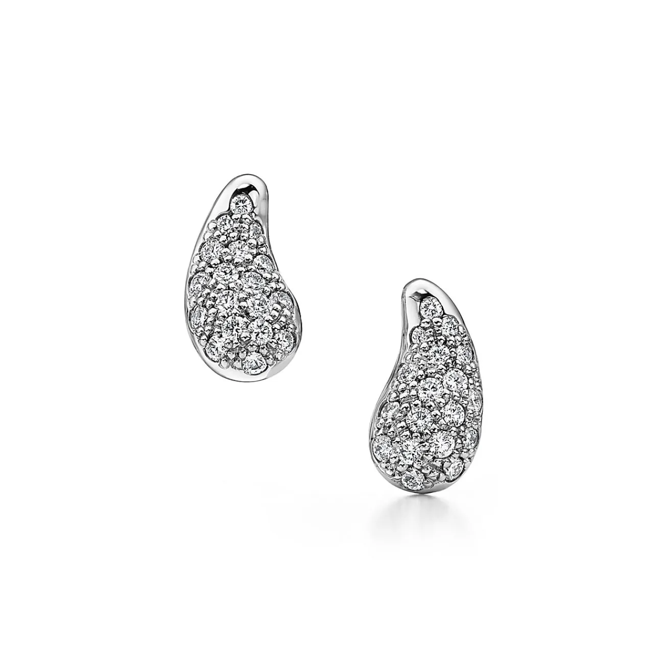 Tiffany & Co. Elsa Peretti® Teardrop earrings in platinum with diamonds. | ^ Earrings|Elsa Peretti®