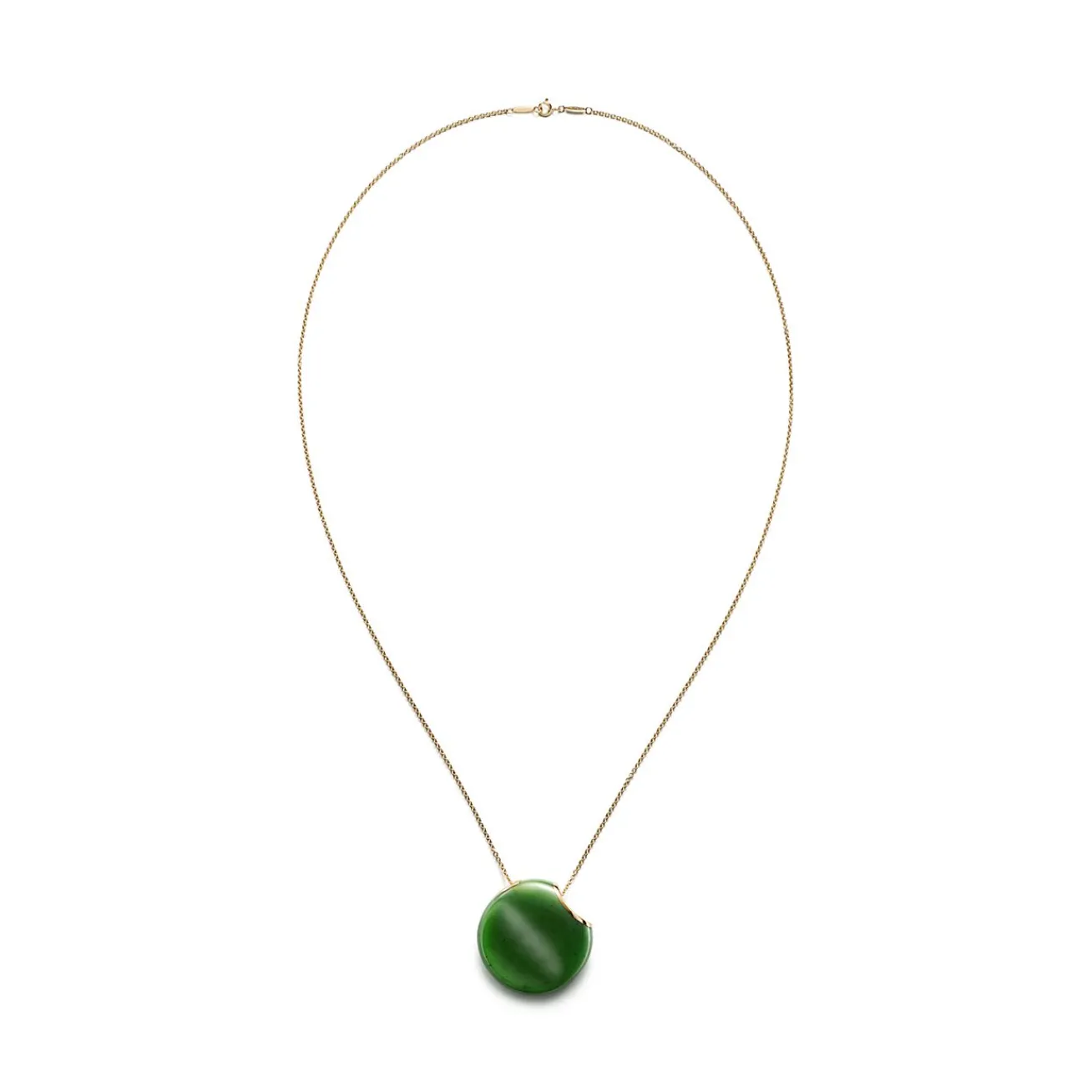Tiffany & Co. Elsa Peretti® Touchstone Pendant in Green Jade and Yellow Gold | ^ Necklaces & Pendants|New Jewelry