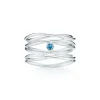 Tiffany & Co. Elsa Peretti® Wave five-row ring in sterling silver with an aquamarine. | ^ Rings|Sterling Silver Jewelry