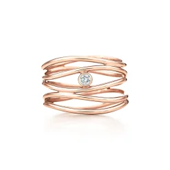 Tiffany & Co. Elsa Peretti® Wave five-row diamond ring in 18k rose gold. | ^ Rings|Rose Gold Jewelry