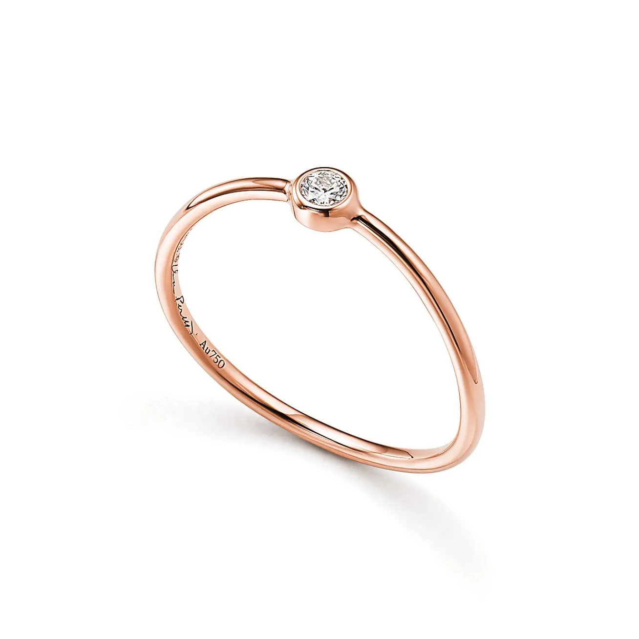 Tiffany & Co. Elsa Peretti® Wave single-row diamond ring in 18k rose gold. | ^ Rings|Elsa Peretti®