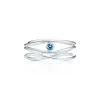 Tiffany & Co. Elsa Peretti® Wave three-row ring in sterling silver with an aquamarine. | ^ Rings|Sterling Silver Jewelry