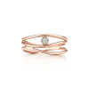 Tiffany & Co. Elsa Peretti® Wave three-row diamond ring in 18k rose gold. | ^ Rings|Rose Gold Jewelry