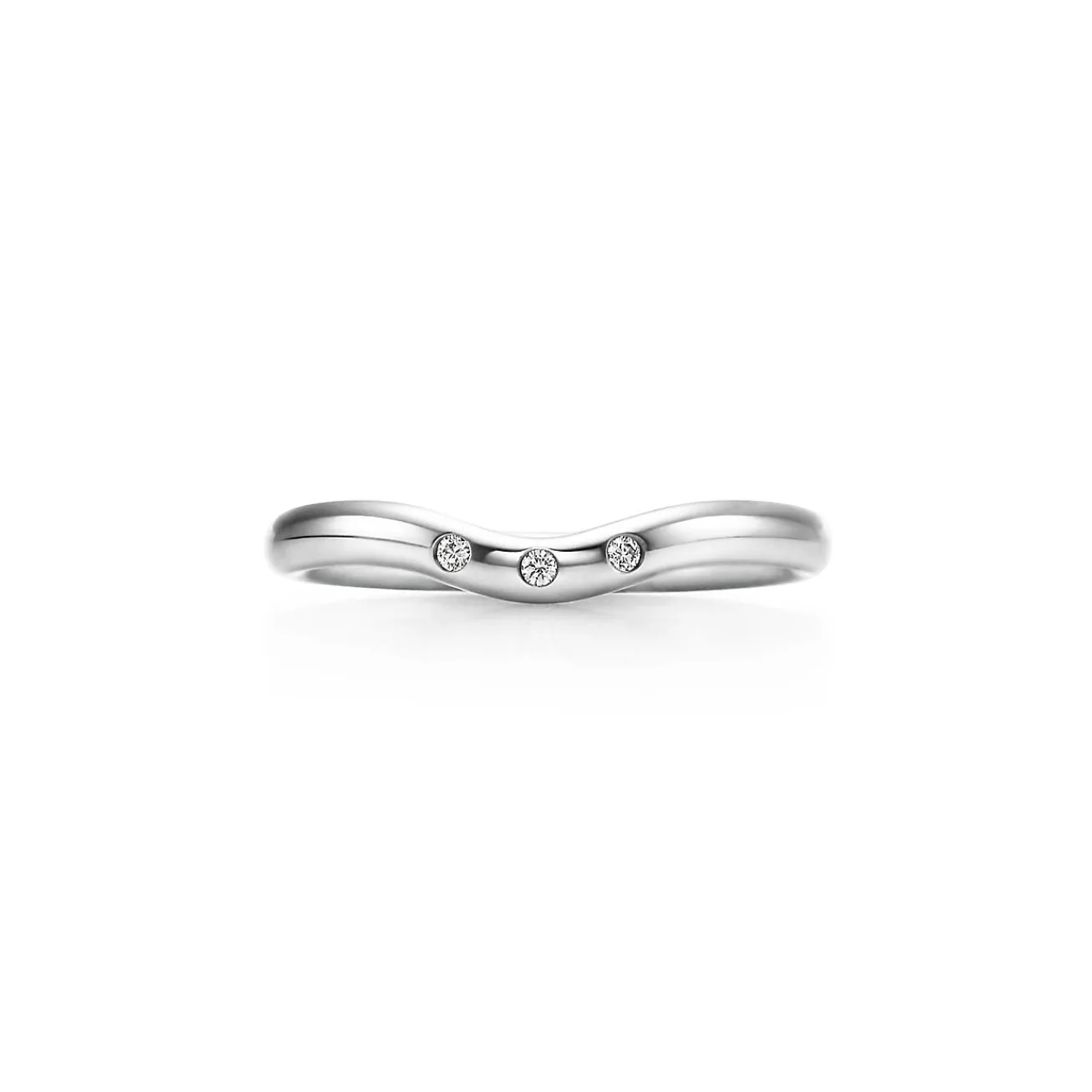 Tiffany & Co. Elsa Peretti® wedding band in platinum with diamonds, 2 mm wide. | ^ Rings|Platinum Jewelry