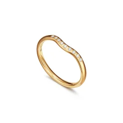 Tiffany & Co. Elsa Peretti® wedding band ring with diamonds in 18k gold, 2 mm wide. | ^ Rings|Stacking Rings