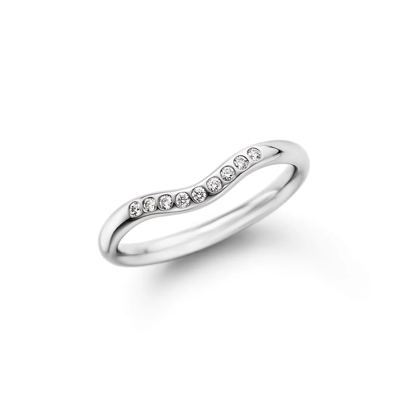 Tiffany & Co. Elsa Peretti® wedding band ring with diamonds in platinum. | ^ Rings|Stacking Rings