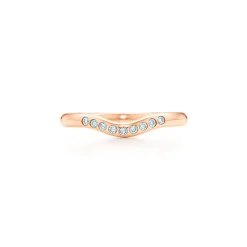 Tiffany & Co. Elsa Peretti® wedding band in 18k rose gold with diamonds, 2 mm wide. | ^ Rings|Rose Gold Jewelry