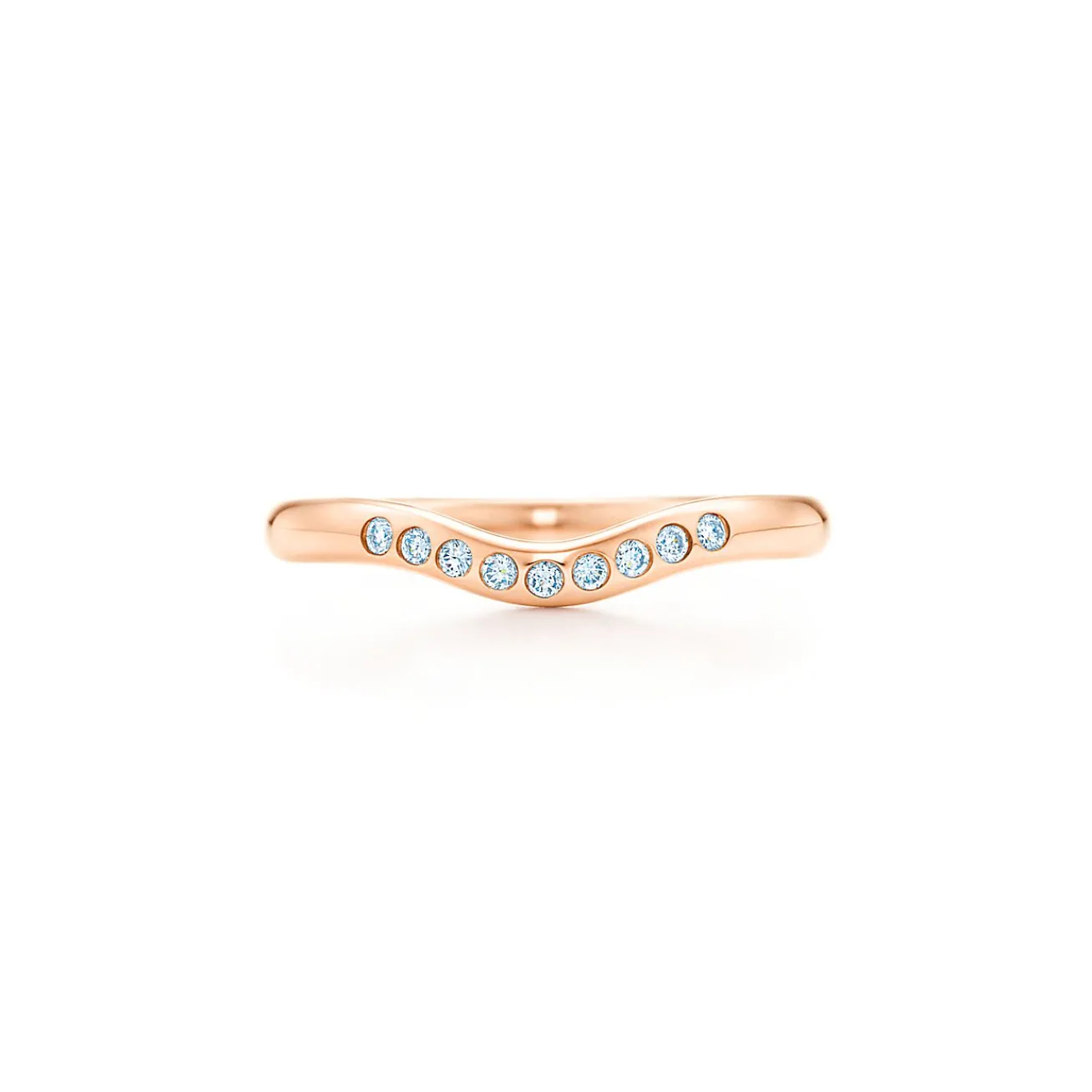 Tiffany & Co. Elsa Peretti® wedding band in 18k rose gold with diamonds, 2 mm wide. | ^ Rings|Rose Gold Jewelry