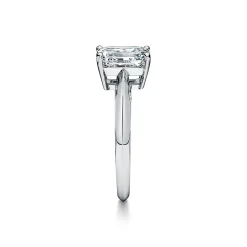 Tiffany & Co. Emerald-cut diamond engagement ring in platinum. | ^ Engagement Rings