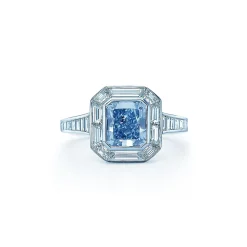 Tiffany & Co. Fancy Intense Blue diamond ring in platinum with white diamonds. | ^ Platinum Jewelry|Diamond Jewelry