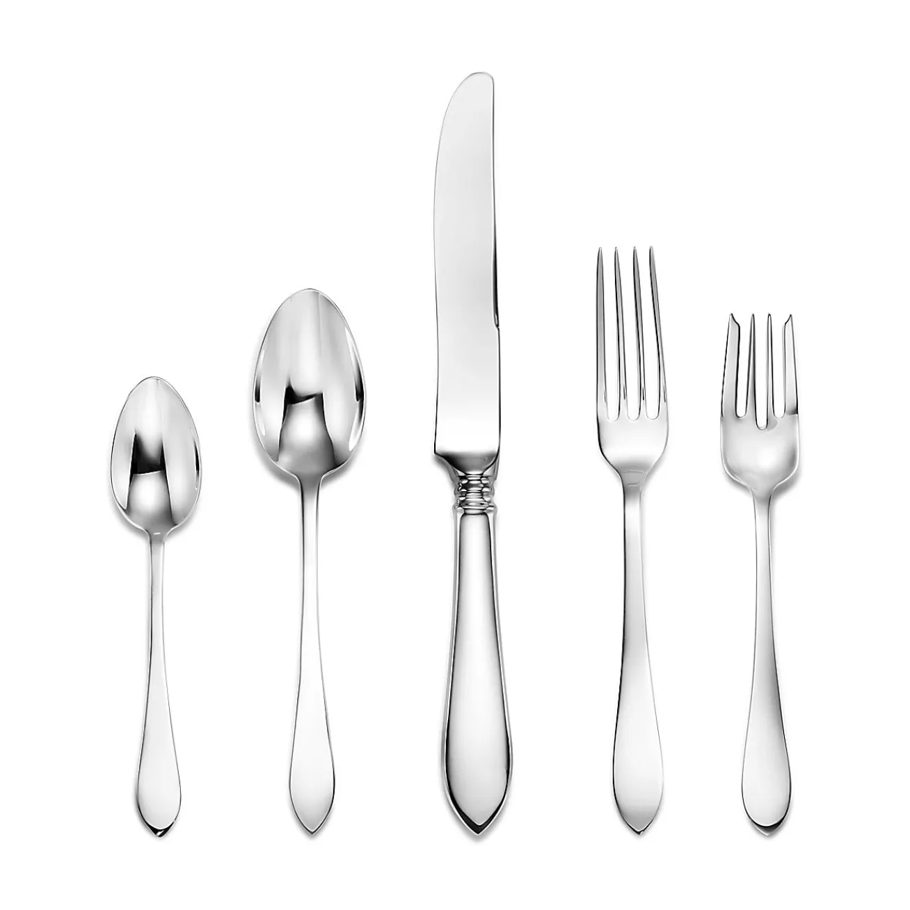 Tiffany & Co. Faneuil five-piece flatware set in sterling silver. | ^ Tableware