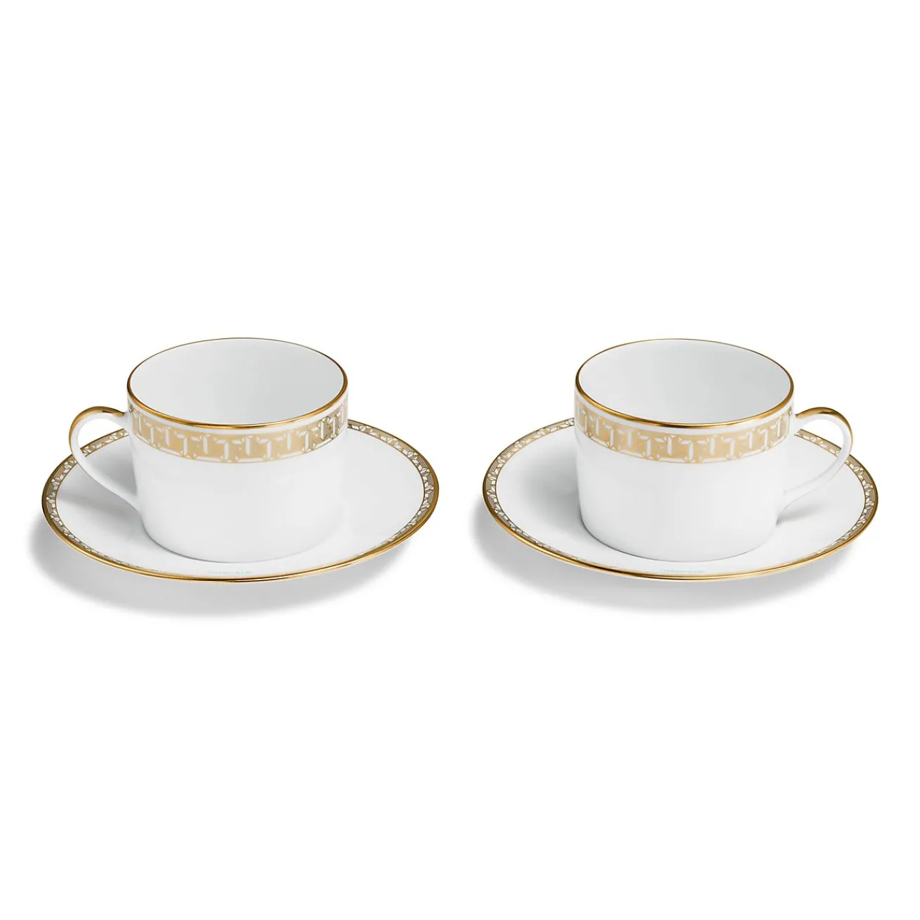 Tiffany & Co. Gold Tiffany T True Cup and Saucer Set of Two, with Gold Rims | ^ Tableware|Coffee & Tea