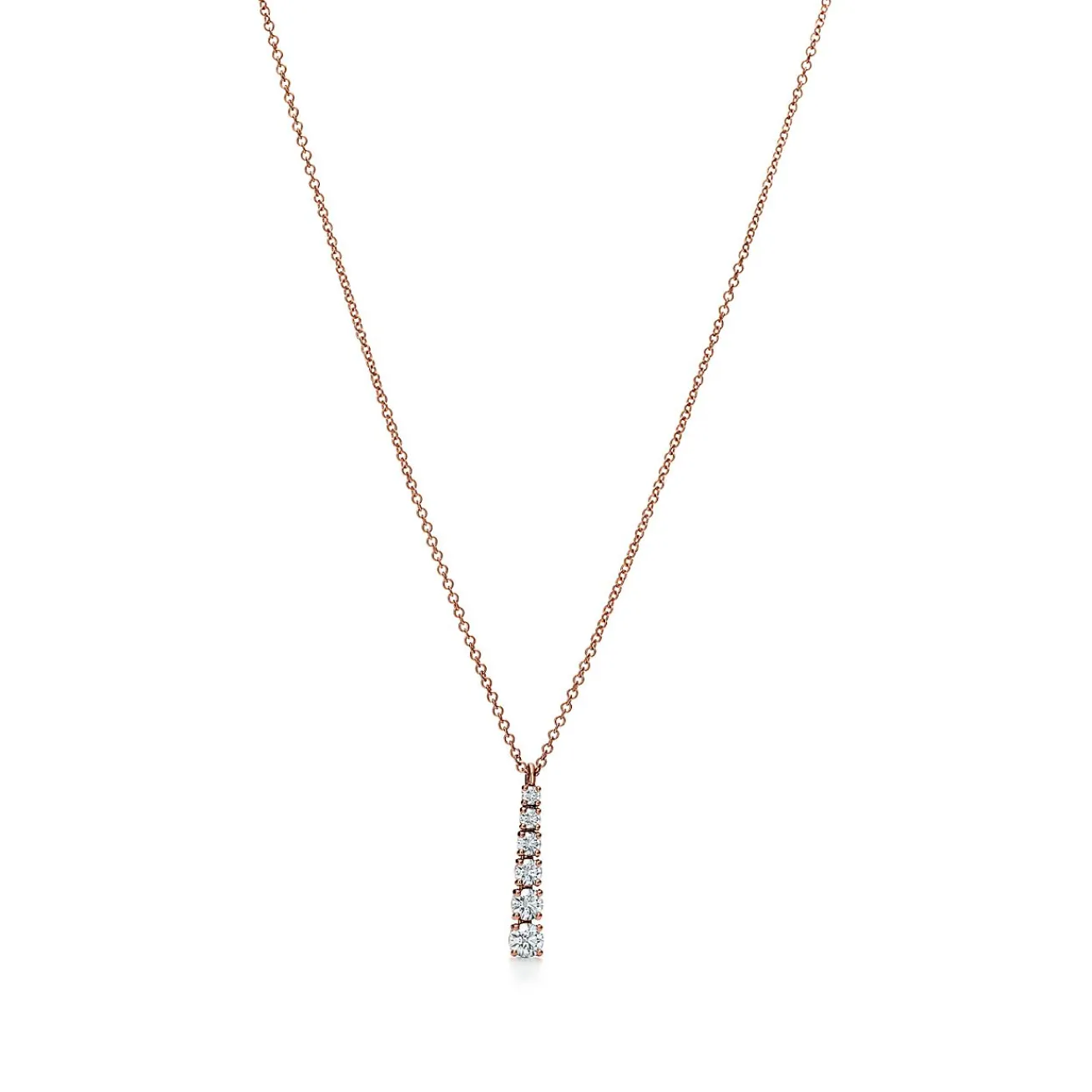 Tiffany & Co. Graduated drop pendant in 18k rose gold with diamonds. | ^ Necklaces & Pendants|Rose Gold Jewelry