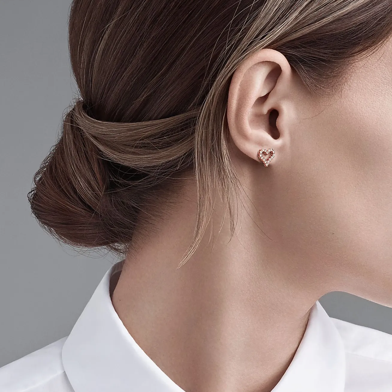 Tiffany & Co. Heart earrings in 18k rose gold with diamonds, extra mini. | ^ Earrings|Rose Gold Jewelry