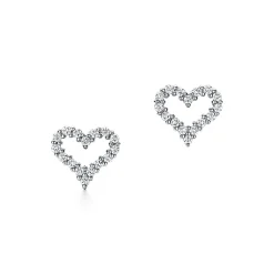 Tiffany & Co. Heart earrings in platinum with diamonds, extra mini. | ^ Earrings|Platinum Jewelry