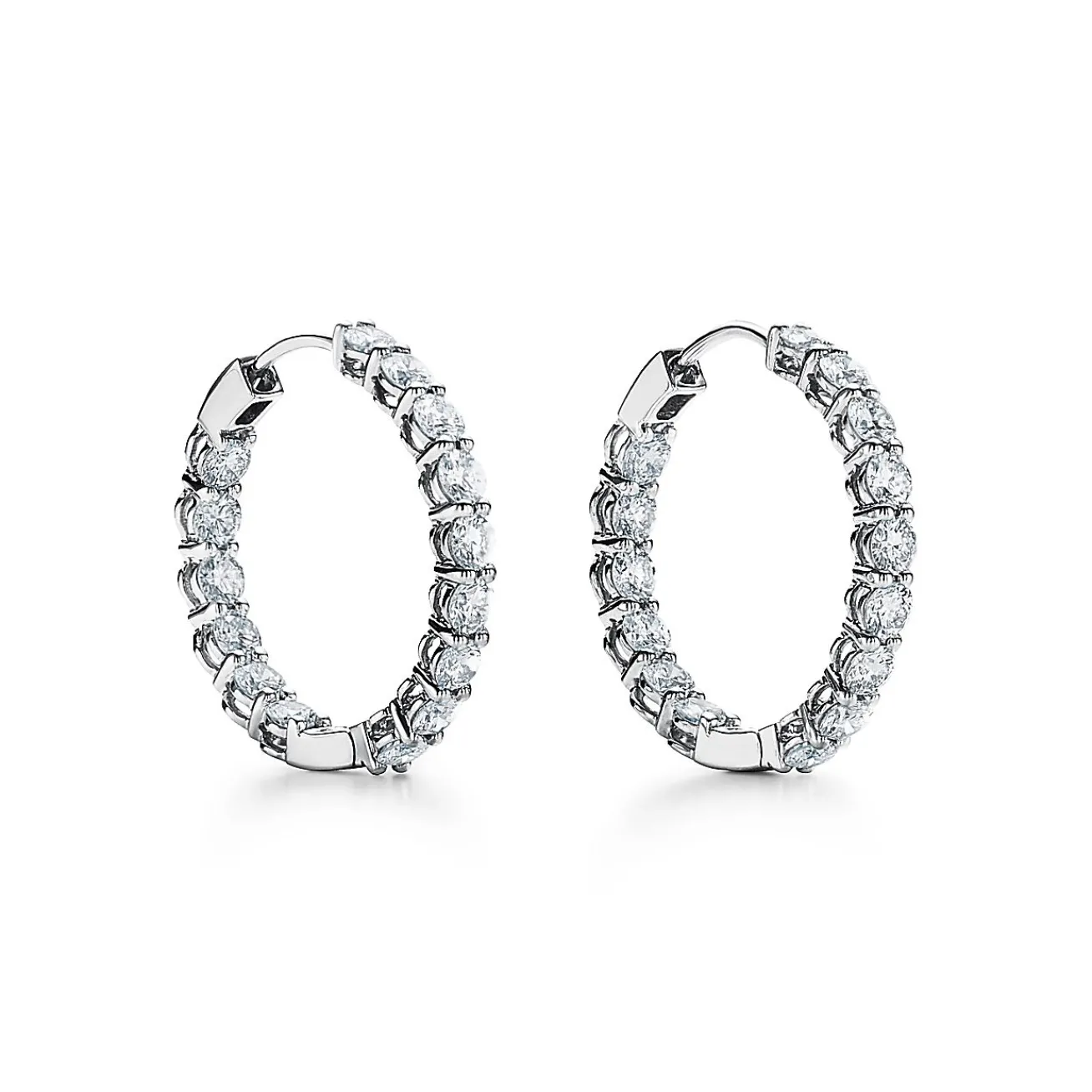 Tiffany & Co. Hoop earrings in platinum with diamonds, medium. | ^ Platinum Jewelry|Diamond Jewelry