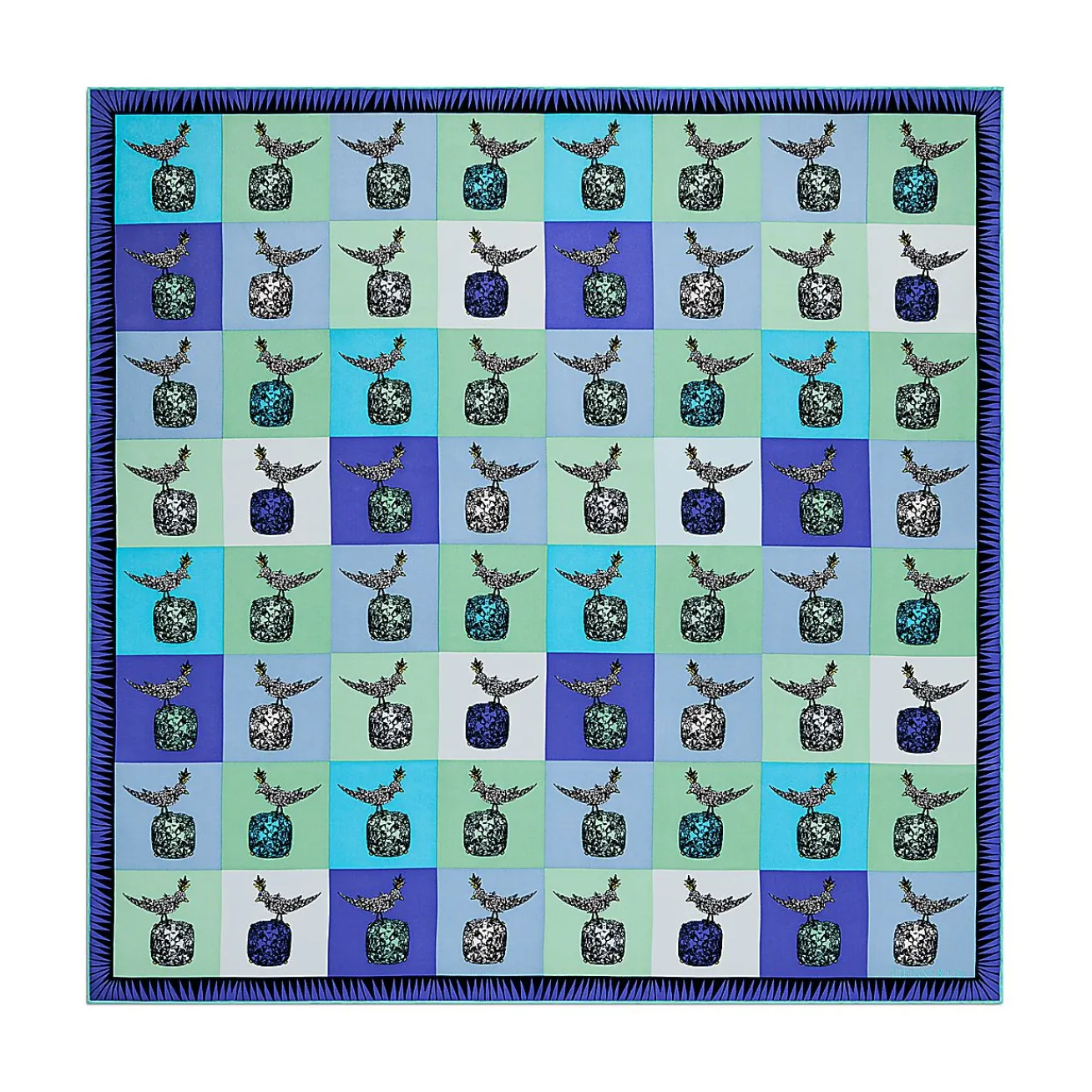 Tiffany & Co. Jean Schlumberger by Tiffany Bird on a Rock Square Scarf in Infinity Blue Silk | ^Women Scarves & Stoles|Women's Accessories