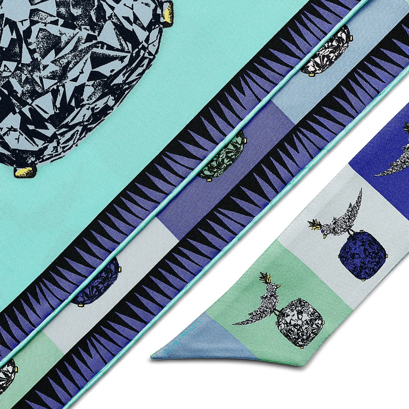 Tiffany & Co. Jean Schlumberger by Tiffany Bird on a Rock Square Scarf in Infinity Blue Silk | ^Women Scarves & Stoles|Women's Accessories