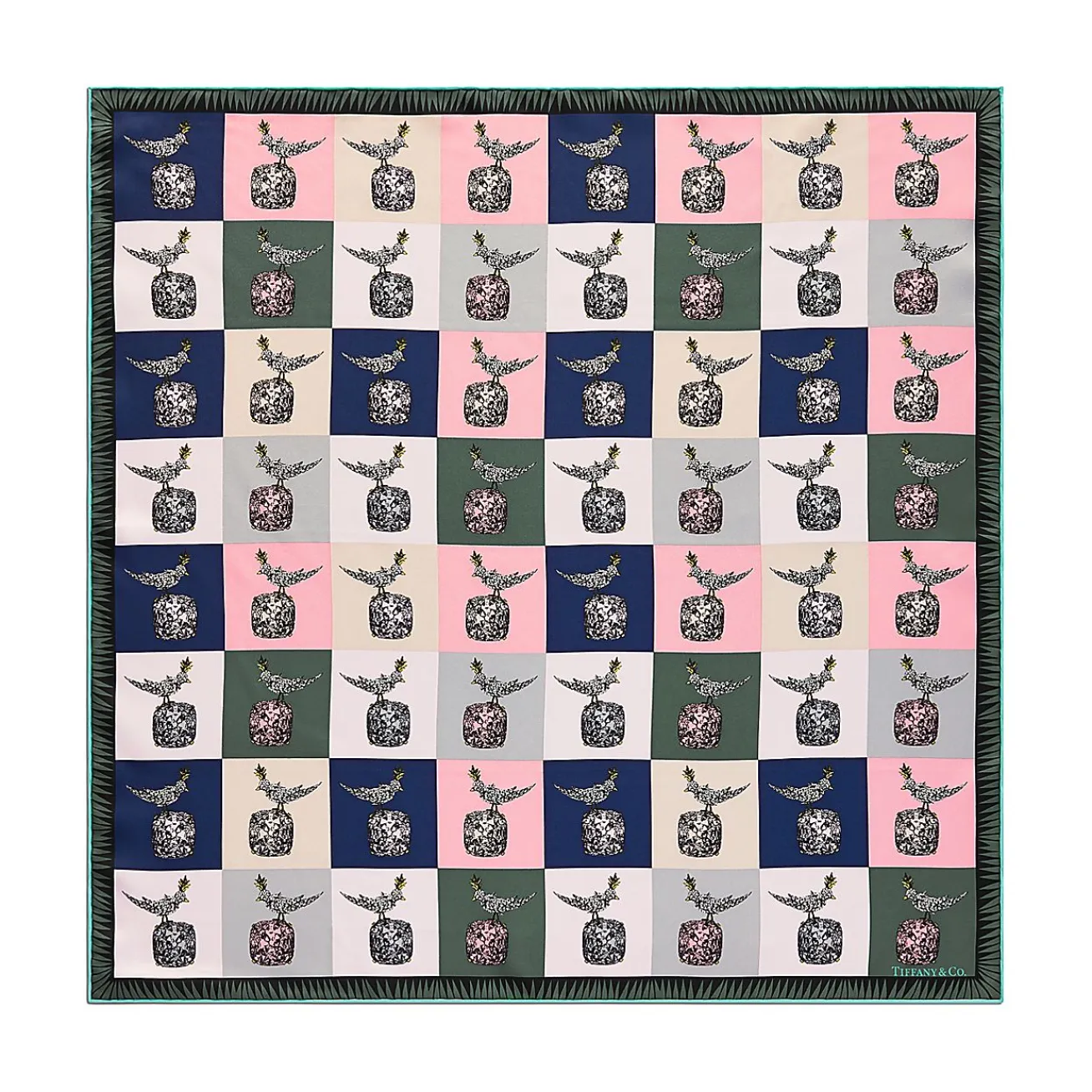 Tiffany & Co. Jean Schlumberger by Tiffany Bird on a Rock Square Scarf in Crystal Pink Silk | ^Women Scarves & Stoles|Women's Accessories