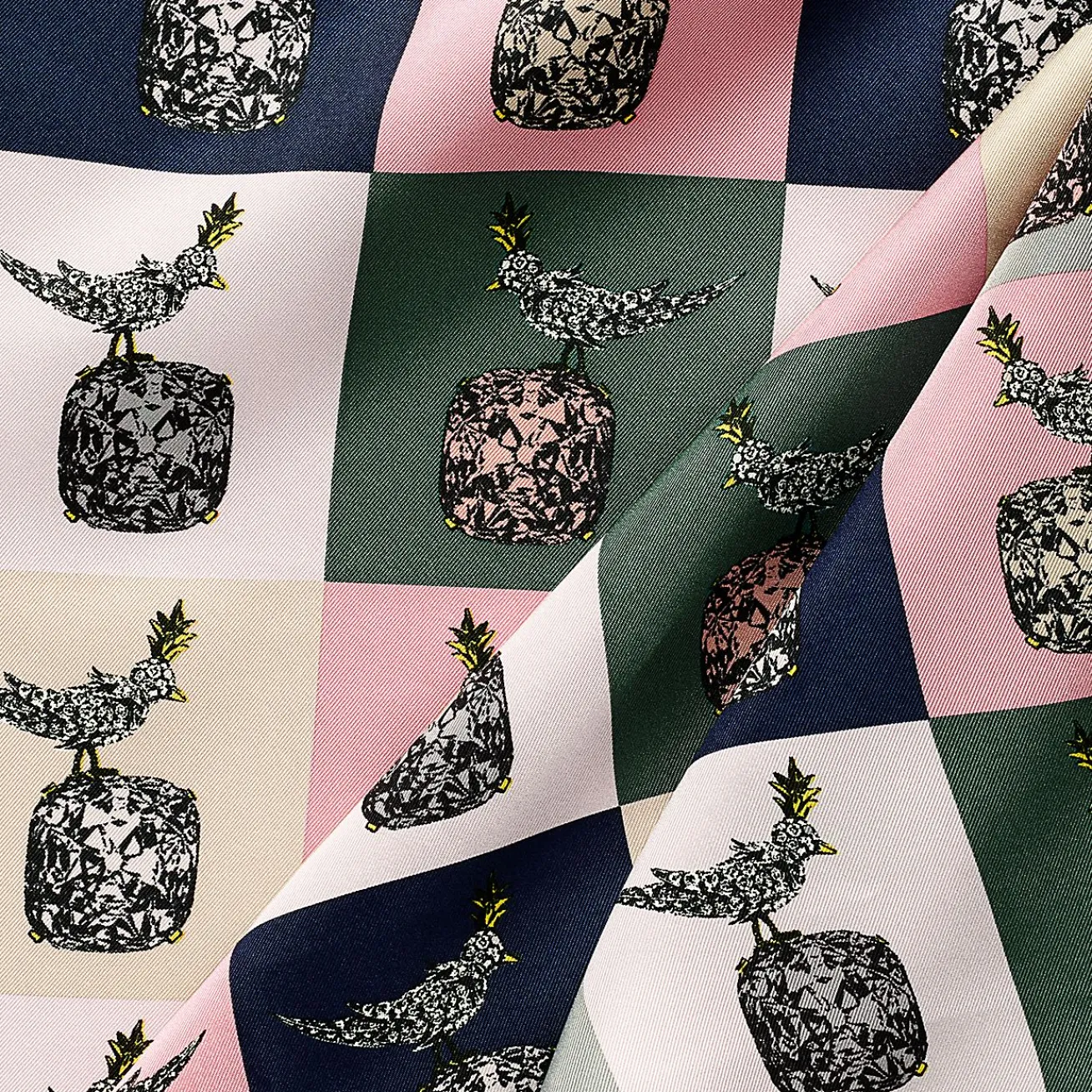 Tiffany & Co. Jean Schlumberger by Tiffany Bird on a Rock Square Scarf in Crystal Pink Silk | ^Women Scarves & Stoles|Women's Accessories