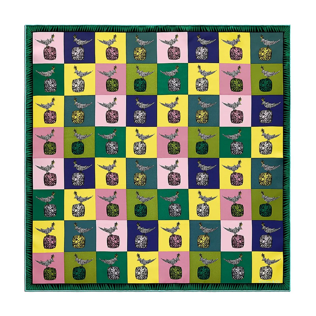 Tiffany & Co. Jean Schlumberger by Tiffany Bird on a Rock Square Scarf in Citrine Yellow Silk | ^Women Scarves & Stoles|Women's Accessories