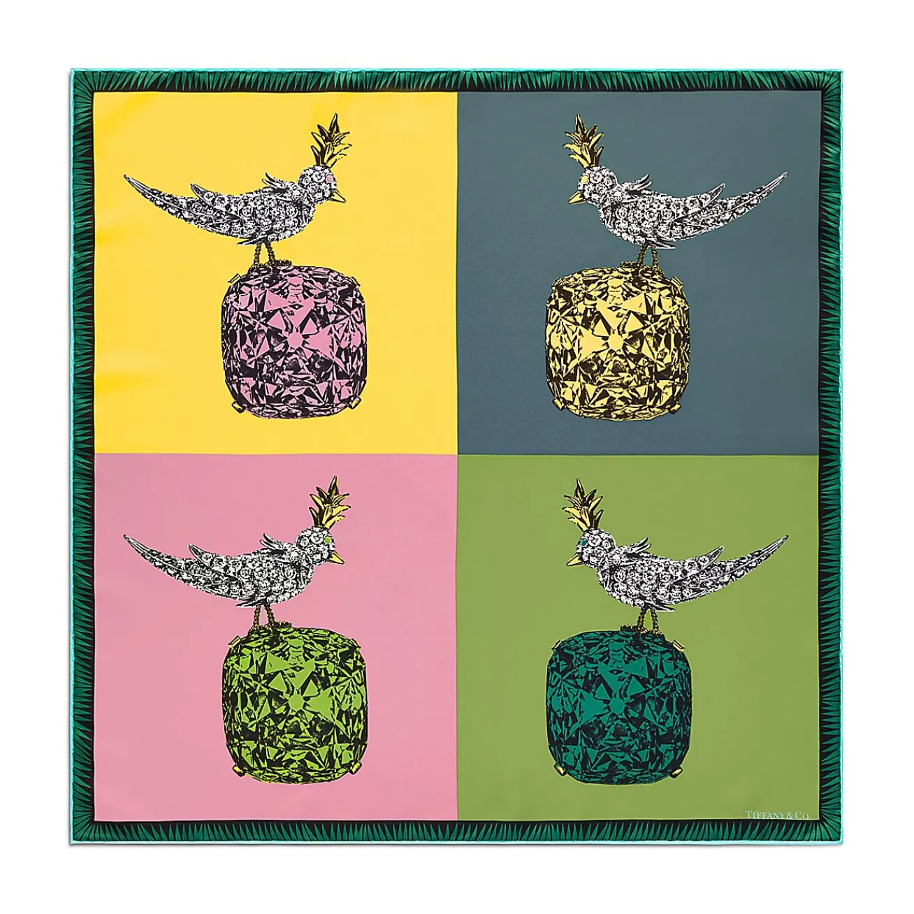 Tiffany & Co. Jean Schlumberger by Tiffany Bird on a Rock Square Scarf in Citrine Yellow Silk | ^Women Scarves & Stoles|Women's Accessories