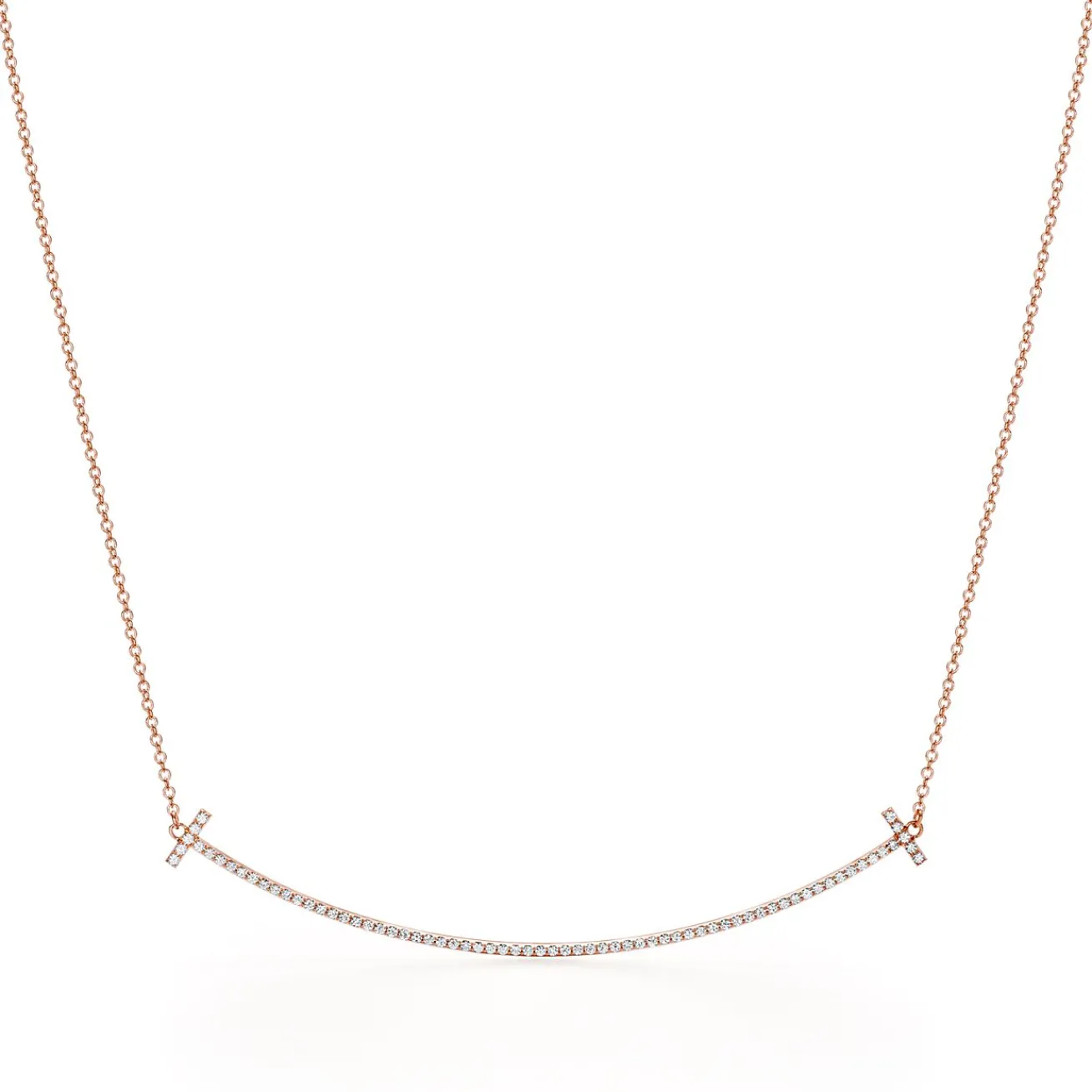 Tiffany & Co. 18K Rose Gold and Diamond Tiffany T Smile Pendant | ^ Necklaces & Pendants|Men's Jewelry