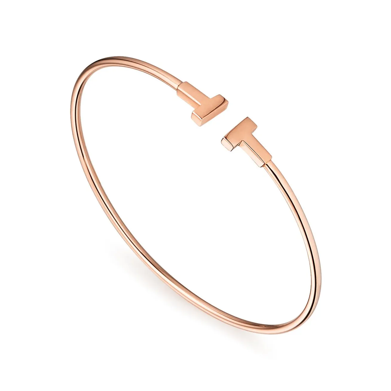 Tiffany & Co. 18K Rose Gold Tiffany T Narrow Wire Bracelet | ^ Bracelets|Rose Gold Jewelry