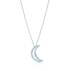 Tiffany & Co. Moon pendant. Diamonds, platinum. | ^ Necklaces & Pendants|Dainty Jewelry