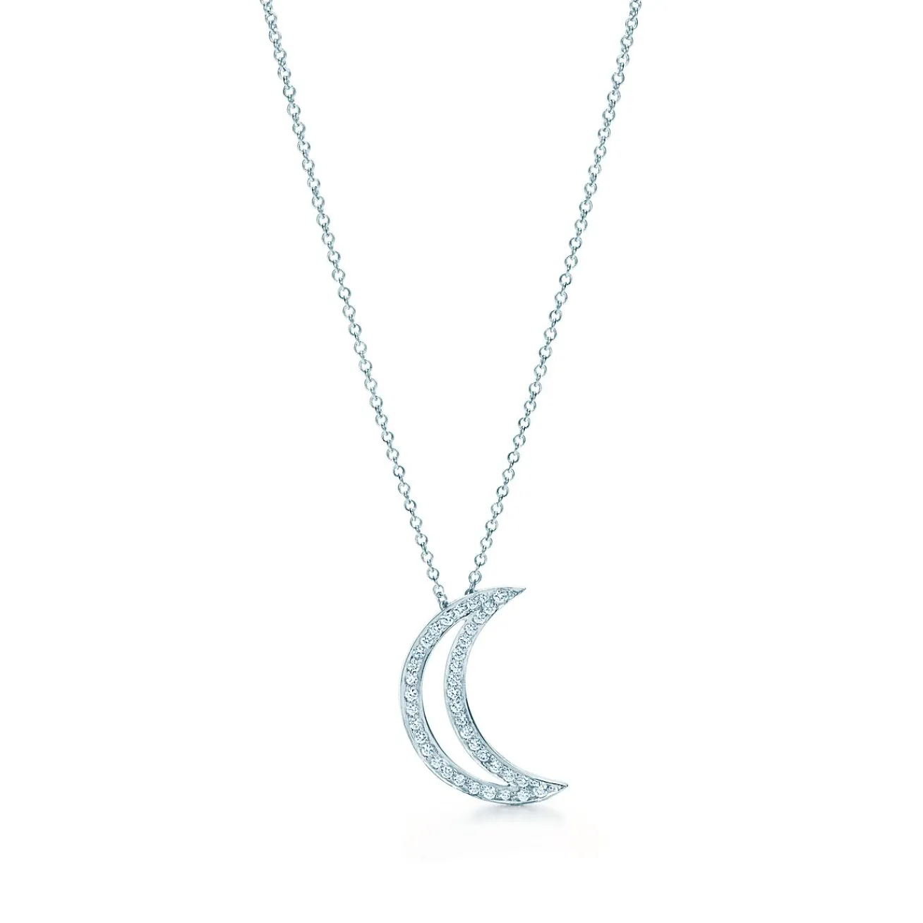 Tiffany & Co. Moon pendant. Diamonds, platinum. | ^ Necklaces & Pendants|Dainty Jewelry