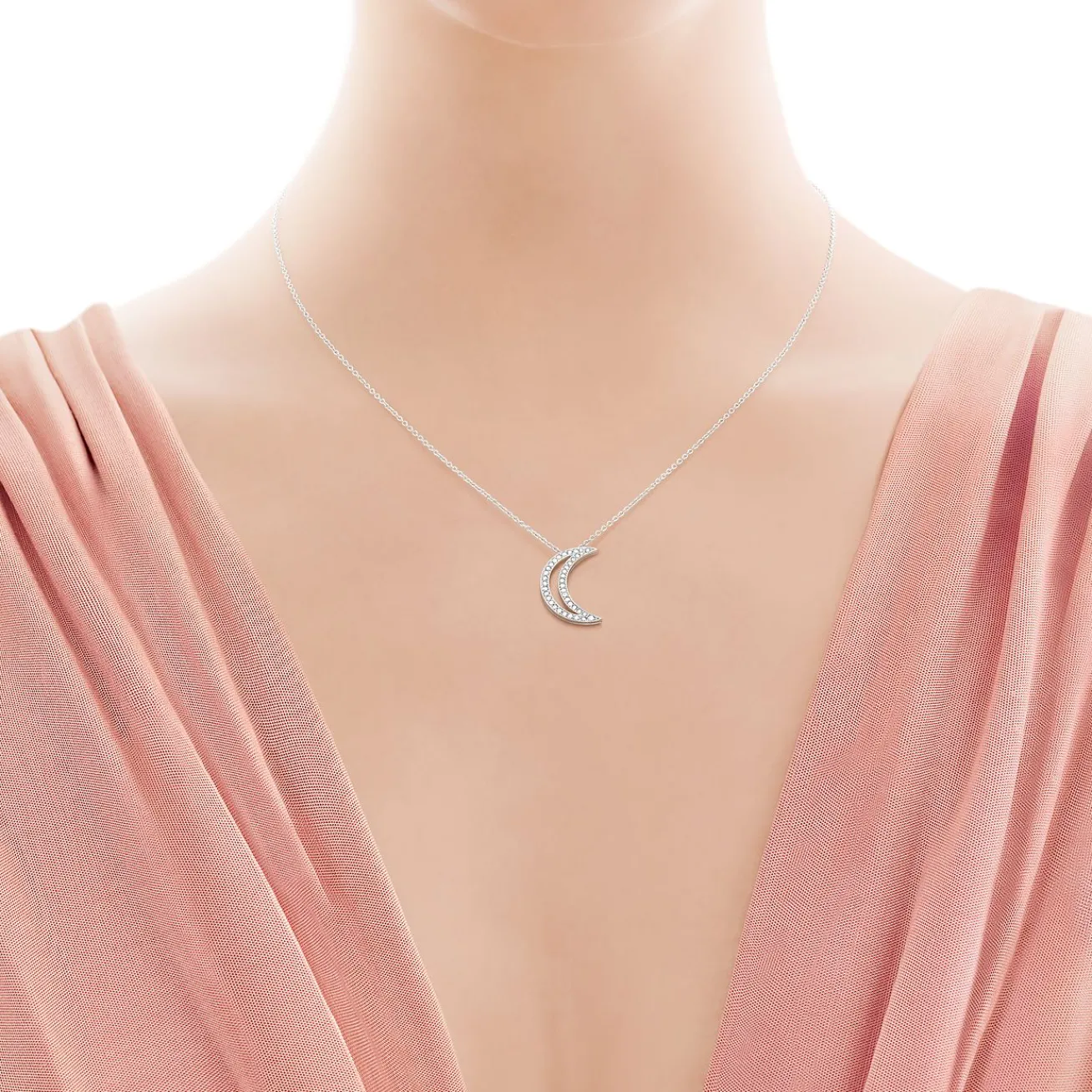 Tiffany & Co. Moon pendant. Diamonds, platinum. | ^ Necklaces & Pendants|Dainty Jewelry