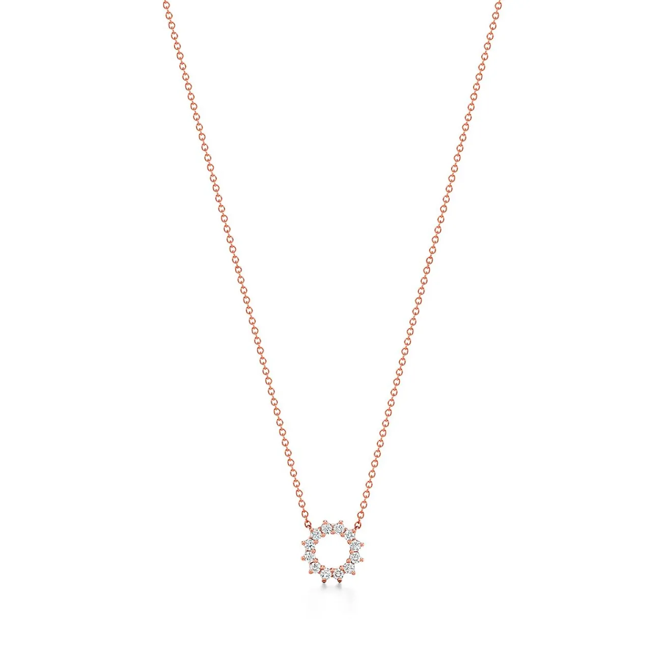 Tiffany & Co. Open circle pendant in 18k rose gold with diamonds, mini. | ^ Necklaces & Pendants|Rose Gold Jewelry