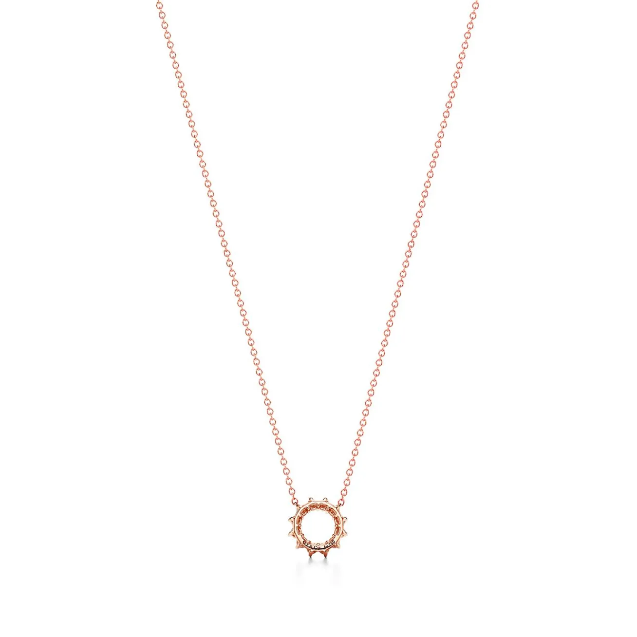 Tiffany & Co. Open circle pendant in 18k rose gold with diamonds, mini. | ^ Necklaces & Pendants|Rose Gold Jewelry