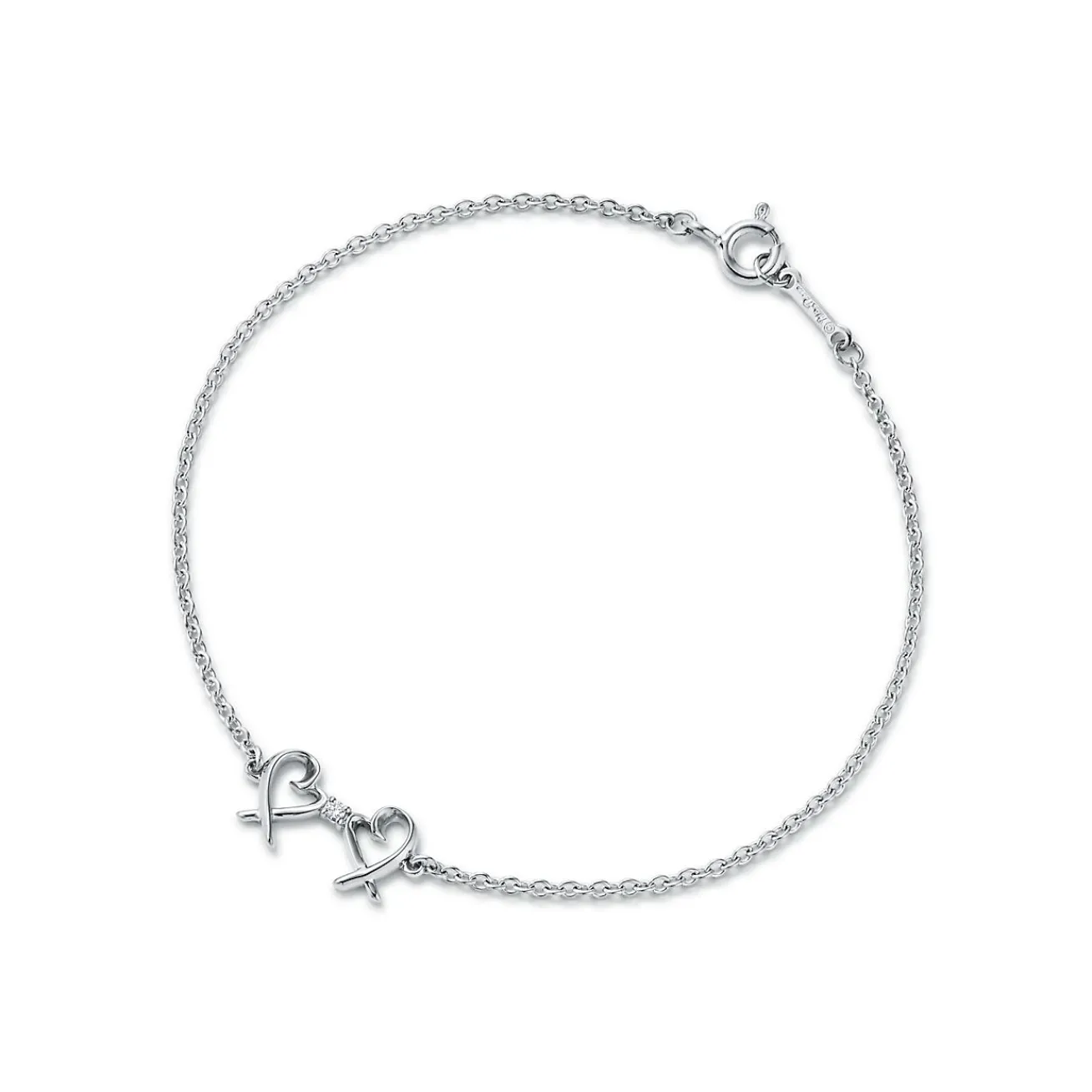Tiffany & Co. Paloma Picasso® Double Loving Heart bracelet in sterling silver with diamonds. | ^ Bracelets|Sterling Silver Jewelry