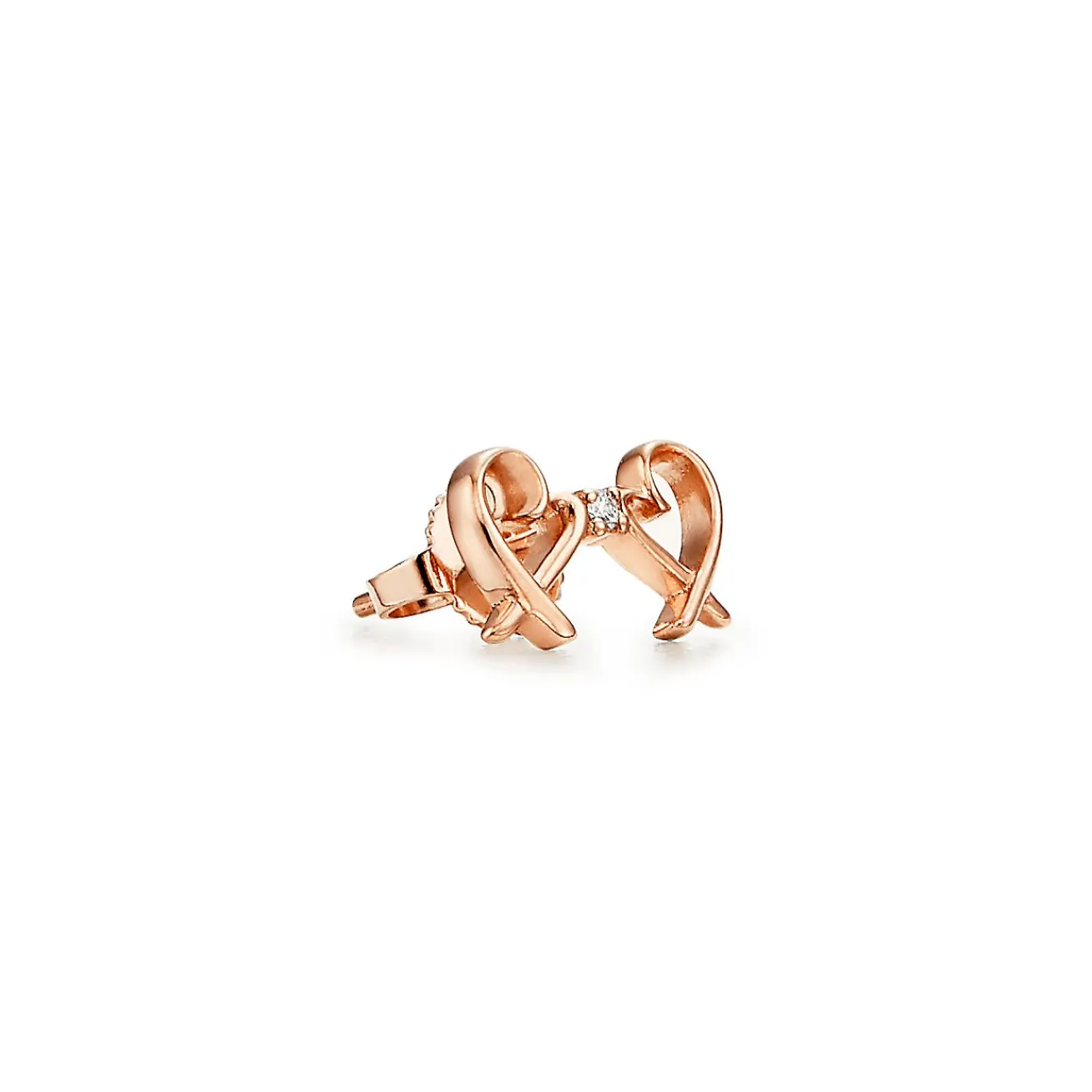 Tiffany & Co. Paloma Picasso® Double Loving Heart earrings in 18k rose gold with diamonds. | ^ Earrings|Rose Gold Jewelry