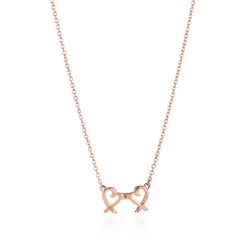 Tiffany & Co. Paloma Picasso® Double Loving Heart pendant in 18k rose gold with diamonds. | ^ Necklaces & Pendants|Rose Gold Jewelry