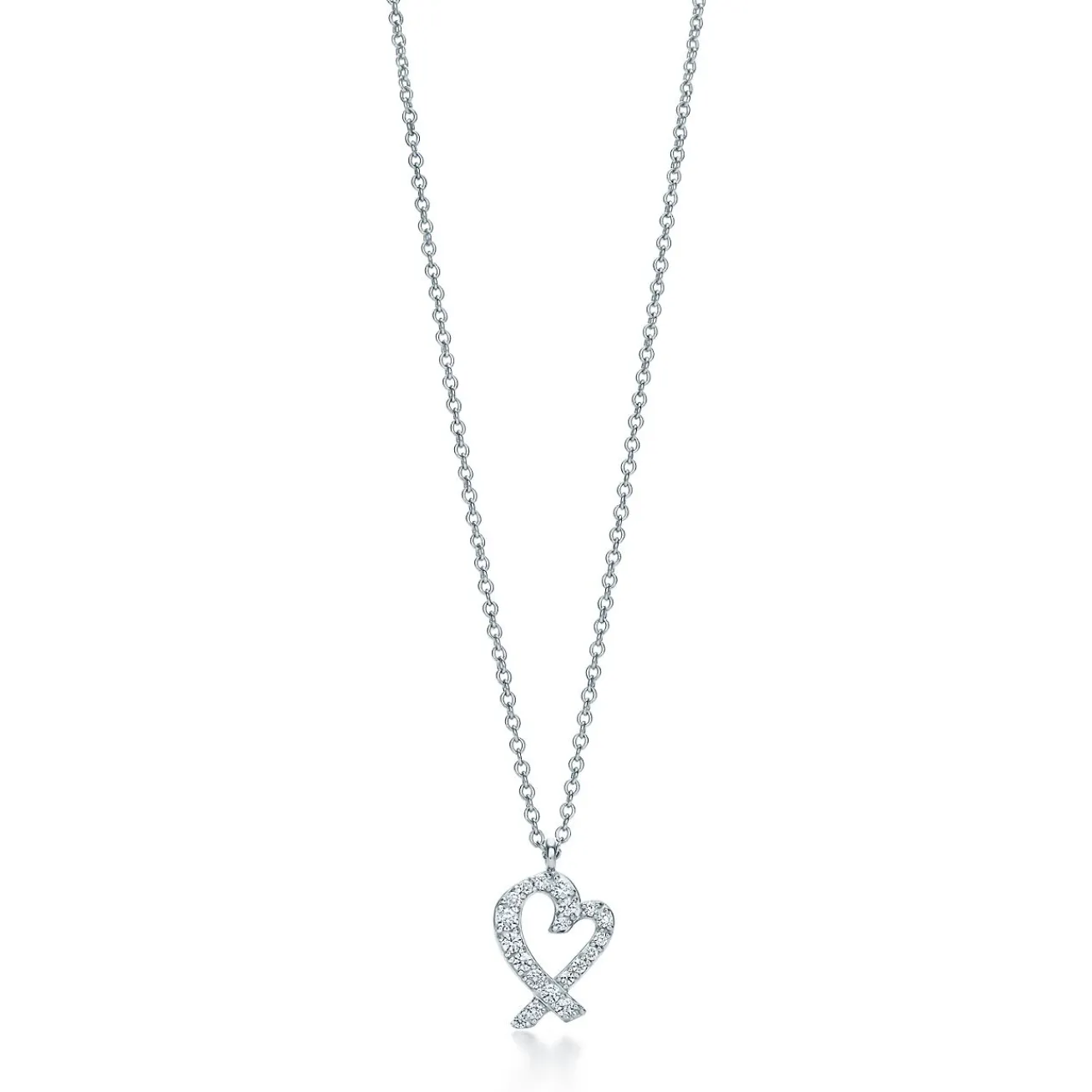 Tiffany & Co. Paloma Picasso® Loving Heart pendant in 18k white gold with diamonds. | ^ Necklaces & Pendants|Diamond Jewelry