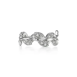 Tiffany & Co. Paloma Picasso® Olive Leaf Ring in White Gold with Diamonds, Narrow | ^ Rings|Diamond Jewelry
