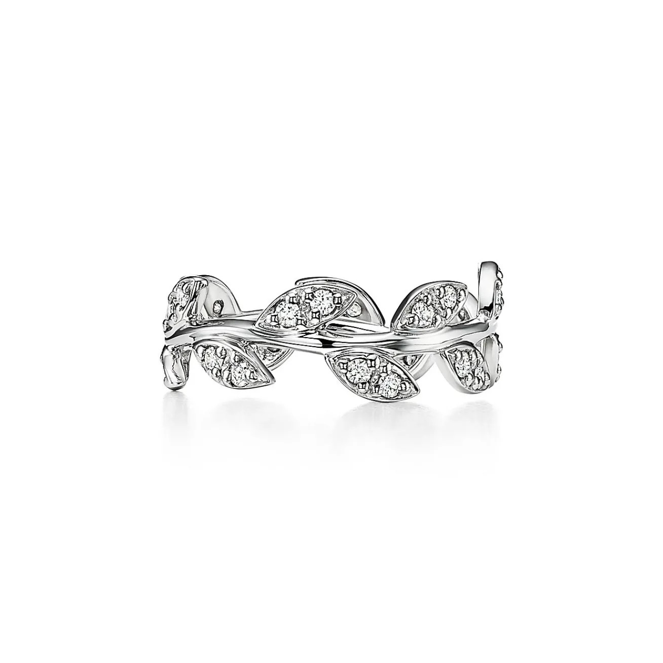 Tiffany & Co. Paloma Picasso® Olive Leaf Ring in White Gold with Diamonds, Narrow | ^ Rings|Diamond Jewelry